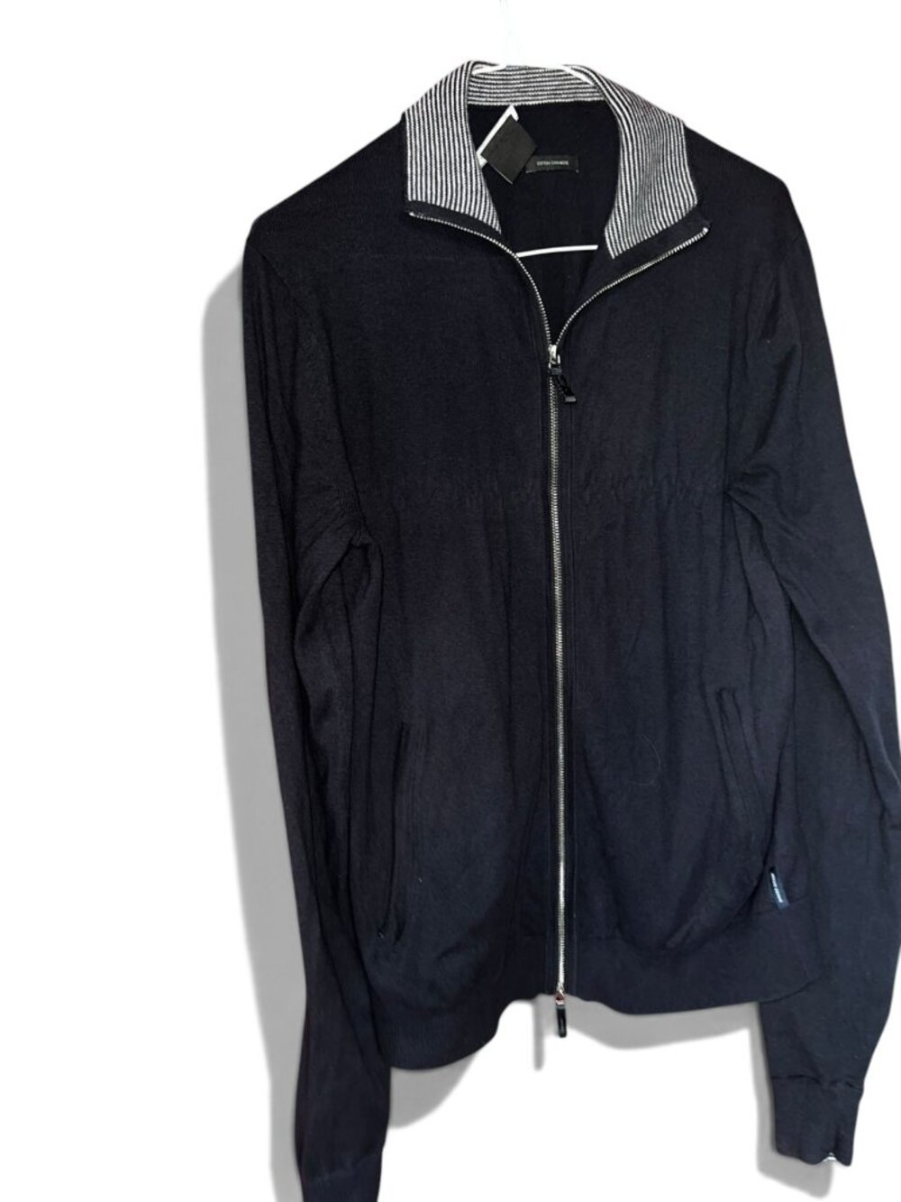 Armani Exchange Men’s Cotton Cashmere Full Zip Knit Jacket Navy Blue Size M